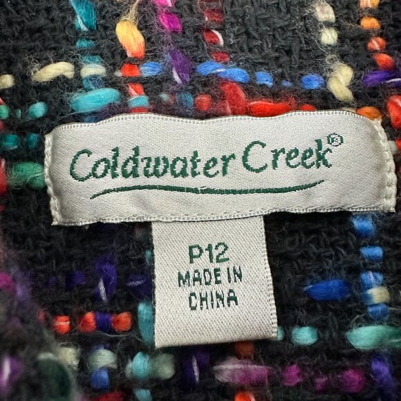 Coldwater Creek Multicolored Tweed Jacket 12P Womens 3/4 Sleeve Button Front - Picture 4 of 6